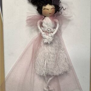 Handcrafted Doll with Pink and White Dress